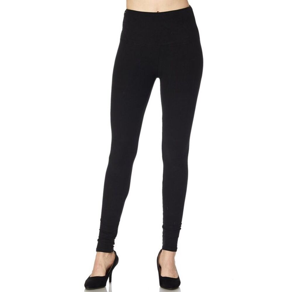 World of Leggings Brushed High Waisted Basic Solid Plus Size Leggings - 5 Inch